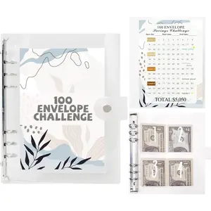 100 Envelopes   Binder - Pre-numbered Pockets, , Savings Book for Easy  Management, 100 Days