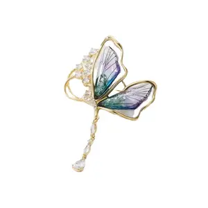 2026 New Forest-Themed Animal Insect Butterfly Tassel Brooch - Semi-Transparent, High-End Luxury Elegant Suit Pin, Delicate Fashion Jewelry Accessory for Daily Outfit (Sports & Outdoor Protective Gear Accessory)