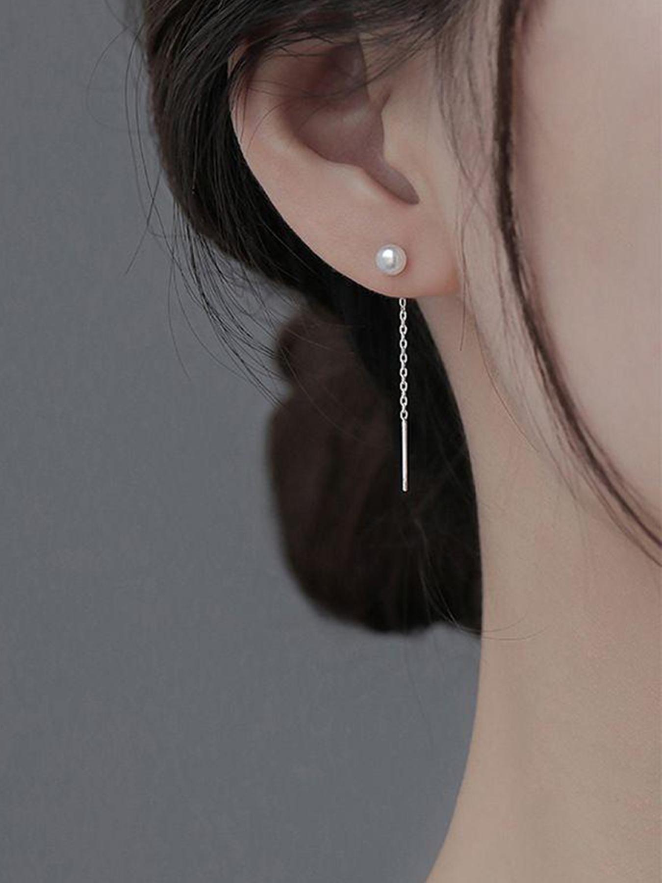 Elegant S925 Silver Pearl Teardrop Unique Design Earrings for Women, Long Dangle Baroque Freshwater Pearls, Hypoallergenic Valentine's Day Gift