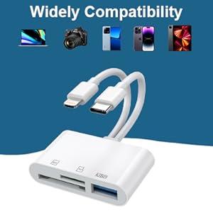 NextQube SD Card Reader for iPhone, Memory Card Reader with USB Camera Adapter, Viewer Supports SD & TF Card Micro SD Card Adapter for iPad , Phone Accessories office supply