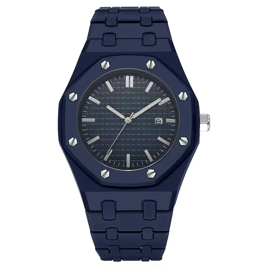 Casual Analog Watch for Men with Plastic Strap, Quartz Movement for Daily Wear - Available in White, Black, and Blue, Casual Daily, Male Wear