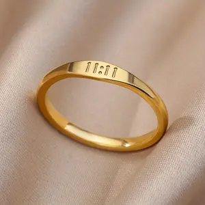 Minimalist Golden Stainless Steel Ring / Versatile Number Ring for Men & Women / Inner Diameter 17Mm, 18Mm, Or 19Mm / Suitable for Everyday Wear