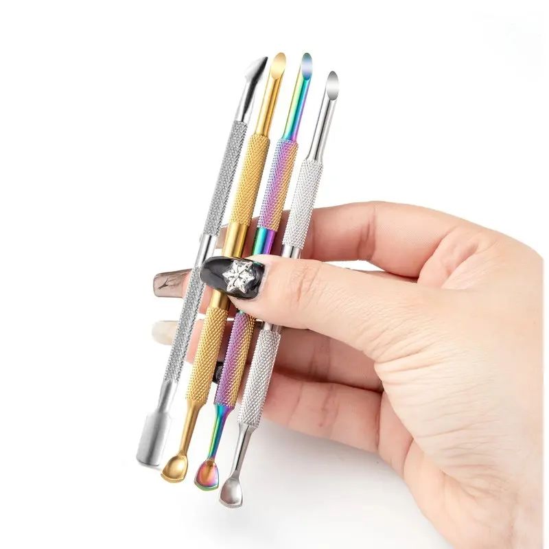 Russian Style Double-Headed Horseshoe Cuticle Pusher, Stainless Steel Nail Care Tool, Durable & Precise Design, Ideal for Manicure & Pedicure
