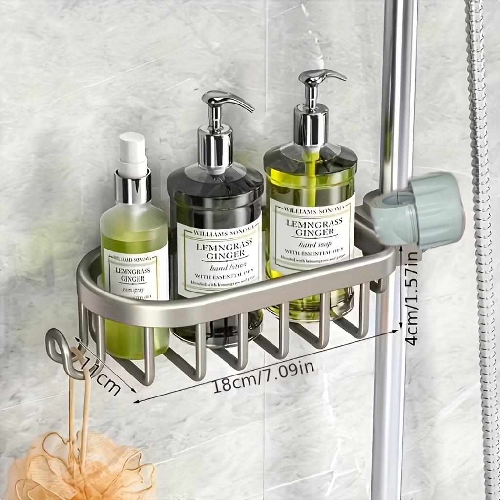 2-Pack Space-Saving Wall-Mounted Shower Caddy - Heavy-Duty Aluminum Storage Rack for Bathroom and Kitchen with Multiple Hooks, Modern Stylish Design, Shelf, Shower Organizer, Rust-Proof Material