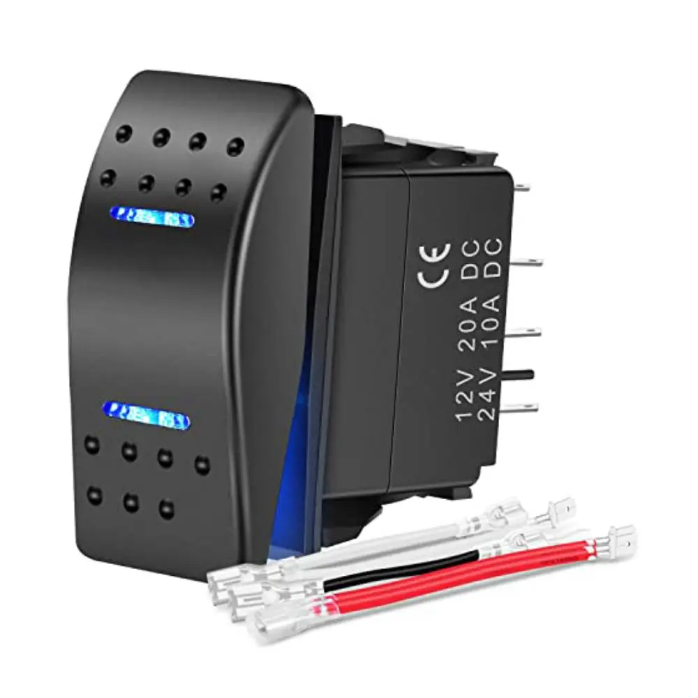 Nilight Waterproof ABS Plastic Double Pole Double Throw (DPDT) 7-Pin Rocker Switch - Toggle ON/Off/ON, 12V-24V, Jumper Wires Included, Load Control, Universal Fit for Winch, Pump in Cars, Trucks, Jeeps, Trailers, Campers, Yachts