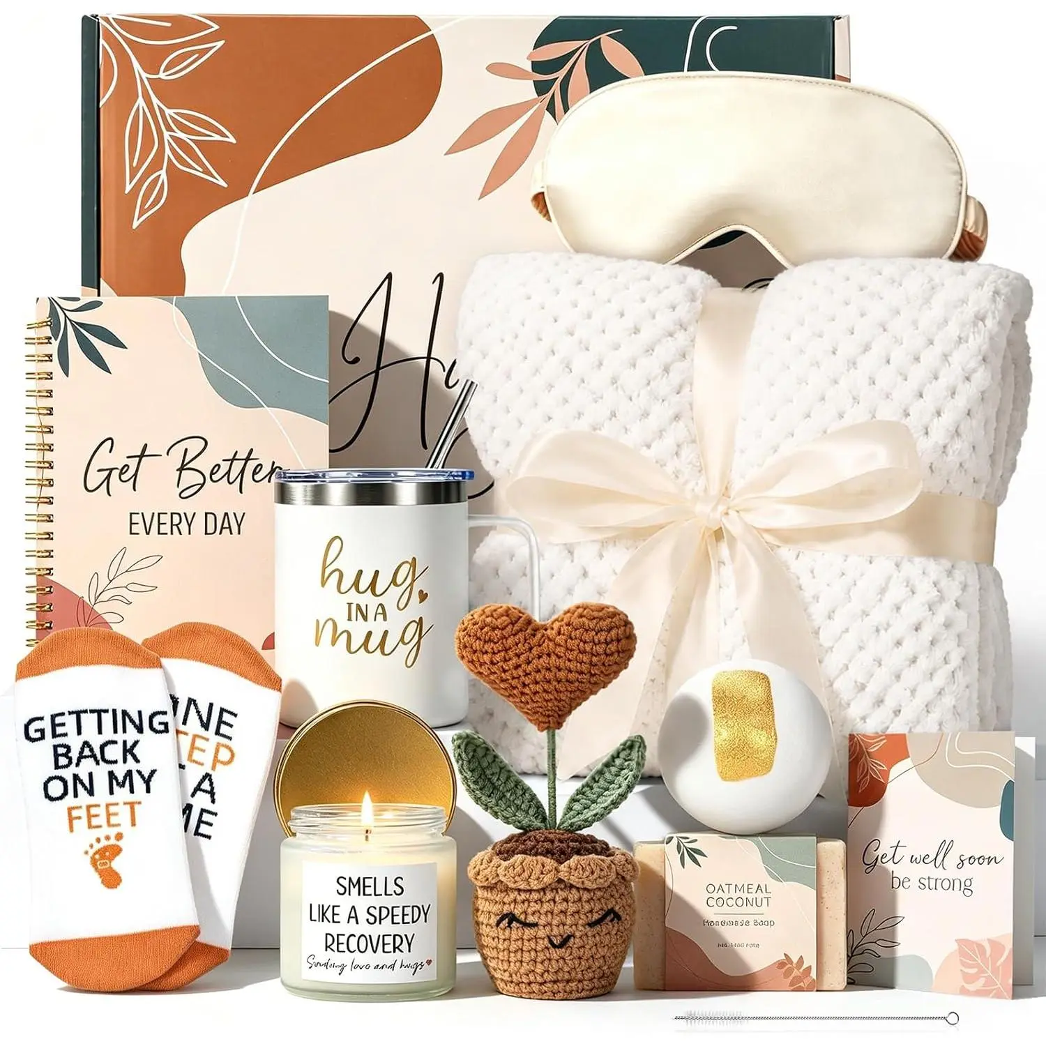 11 count Gifts for Women, Self Care  Basket with Cozy Blanket & Tumbler, Encouragement Sympathy Care Package, Thinking of You Present for Mom  Sister