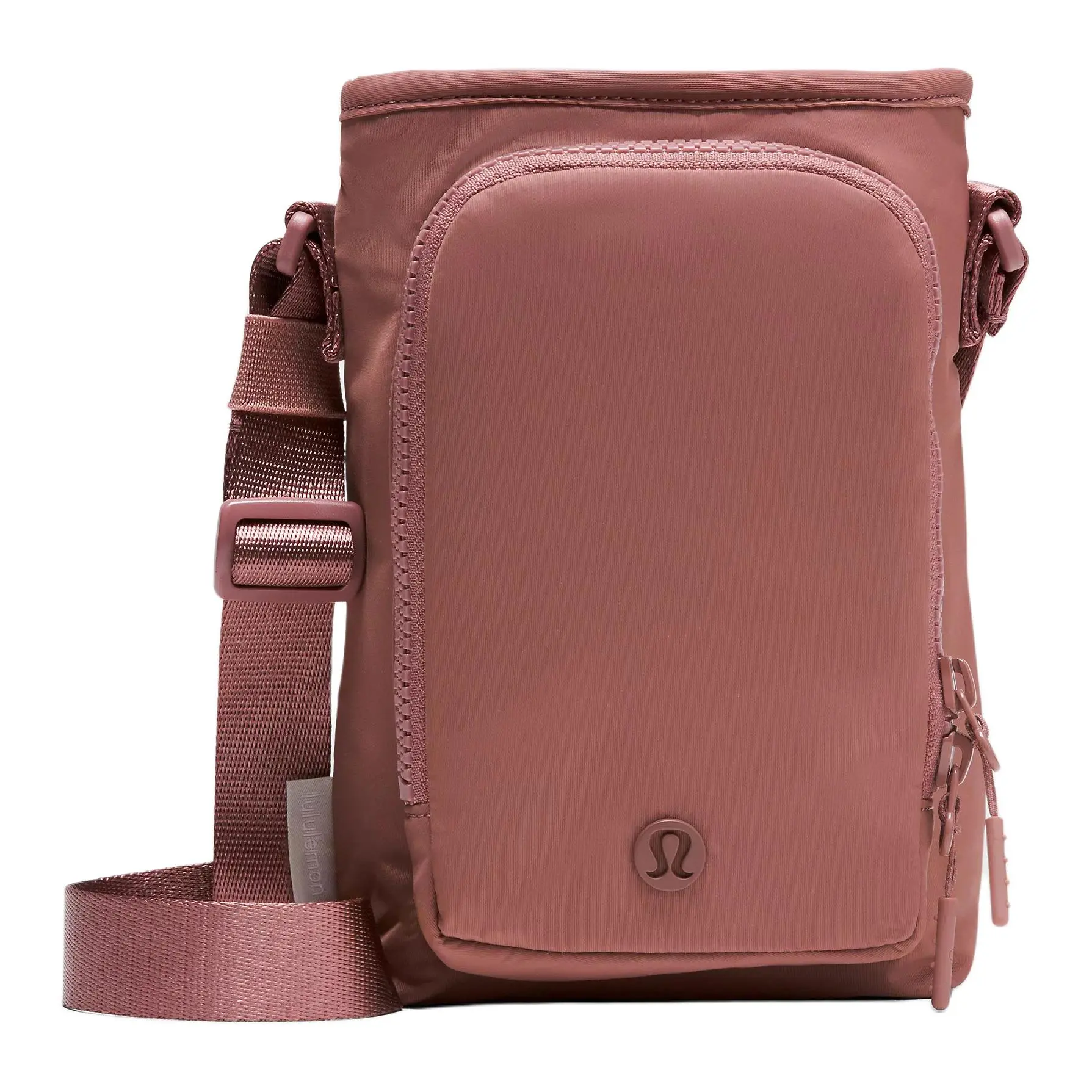 Lululemon Water Bottle 2L Crossbody Bag for Women with Front Pocket and Adjustable Strap, Recycled Nylon, Smoke Pink