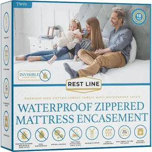 Size 39x75"   Zippered Mattress Encasement,  , , Six Sided Mattress Cover, Invisible Zippered, Soft & Breathable up to 15" Deep -