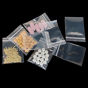 500pcs 1" x 2" Small Plastic Bags, 2 Mil Thick, Clear Small Zip Baggies, Resealable Zipper Bags, Storage Poly Baggies for Daily Vitamins, Candy Pills, Beads, Jewelry Parts, Tiny Items