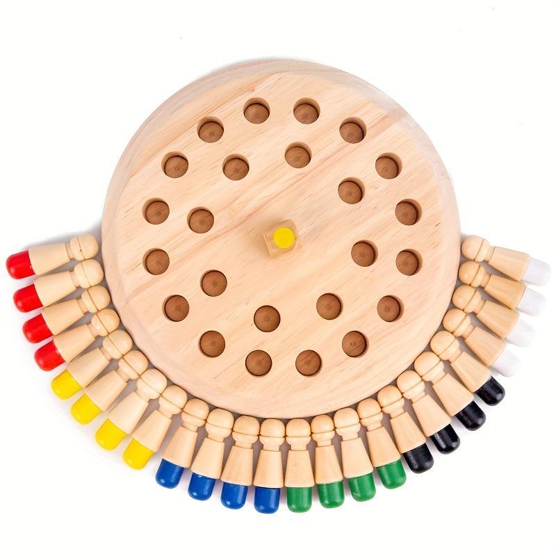 Wooden Memory Chess Game, 1 Set Portable Family Strategy Board Game, Tabletop Games, International Educational Chess Puzzle Game for Kids & Adults, Family Fun Game, Family Board Games, Outdoor Leisure Equipment