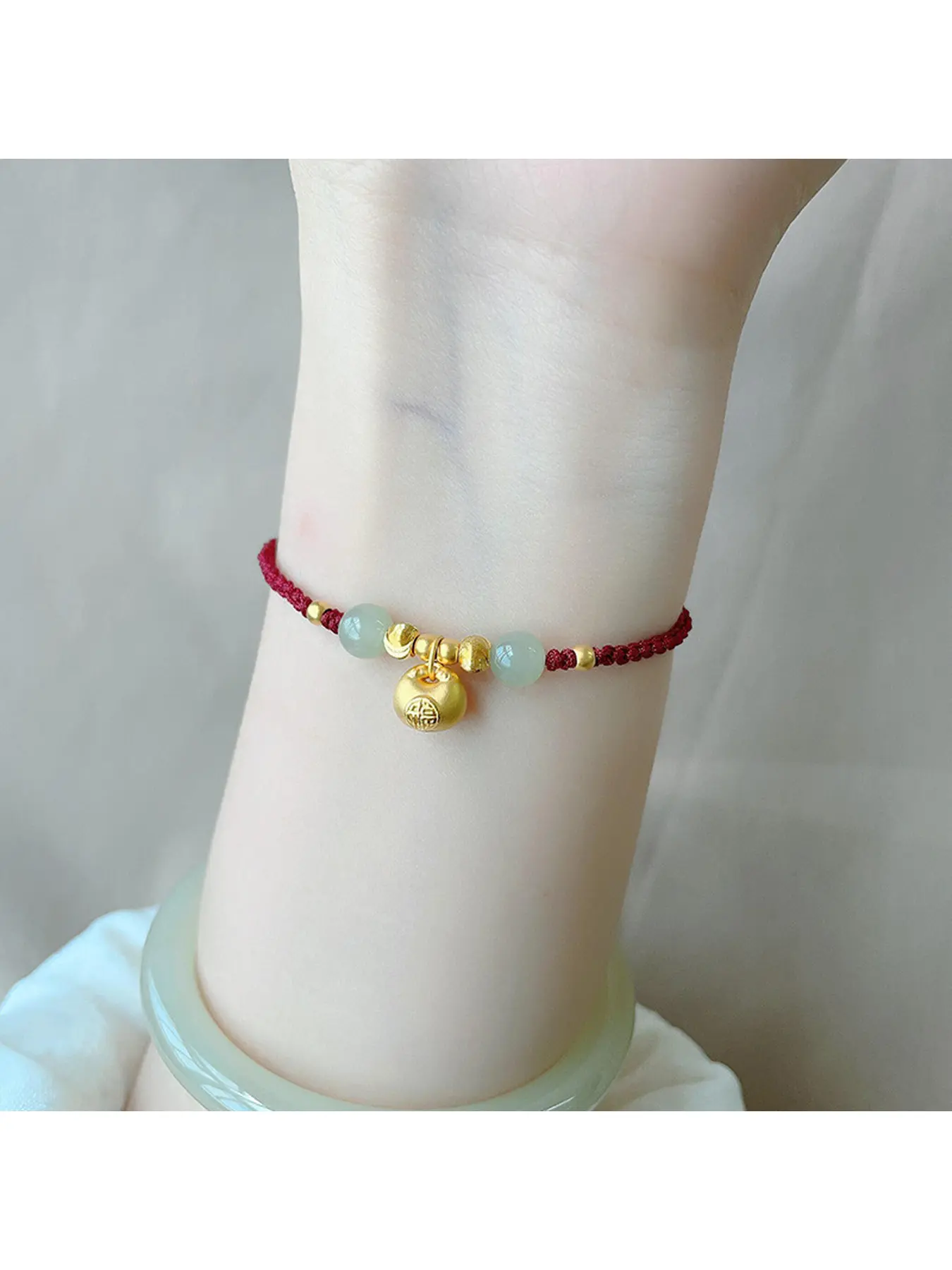 Lucky Gold Bead Red String Bracelet for Women, Zodiac Year Woven Red Bracelet, Gift for Girlfriend or Best Friend, Jewelry