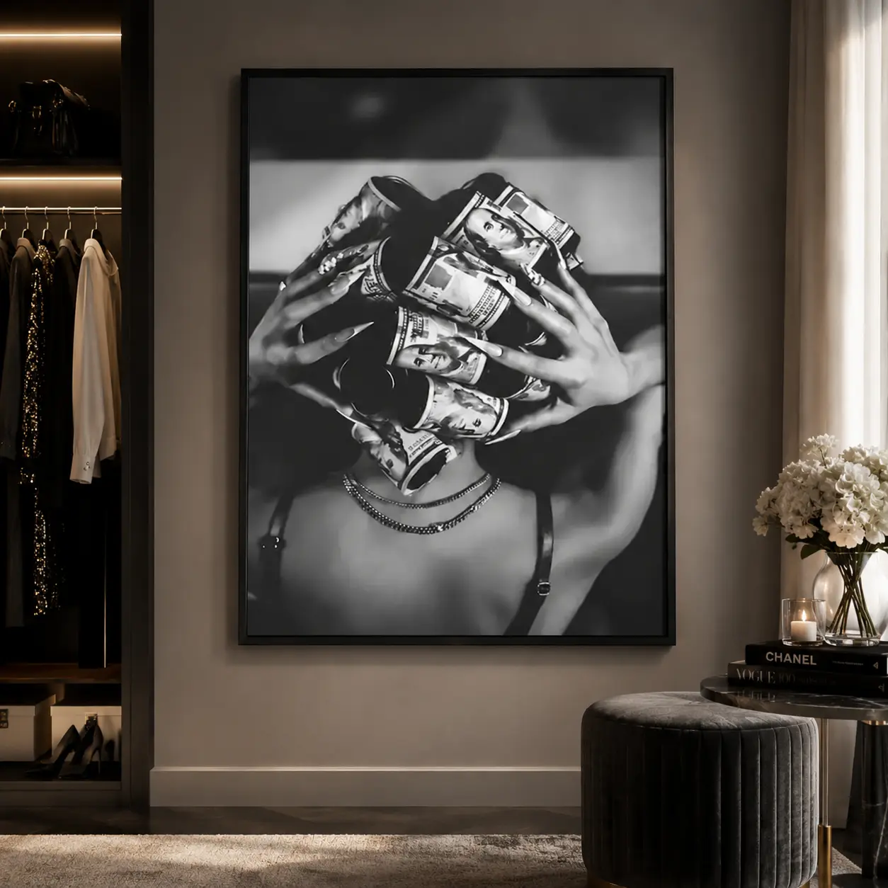 Black Woman Poster |   Modern Girl Art |   Fashion & Money Wall Art Black Woman Wall Art, Fashion Money Poster, Empowerment Decor, Glam Room Canvas, Gift for Her, Bedroom Office Decor, Boss Lady Wall Art, African American Decor, Dorm Apartment Gift  Decor