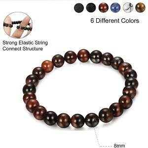 FUNRUN  6PCS Bead Bracelets for Men Women Natural Stone Mala Bracelet Baseball Bracelets Magnet