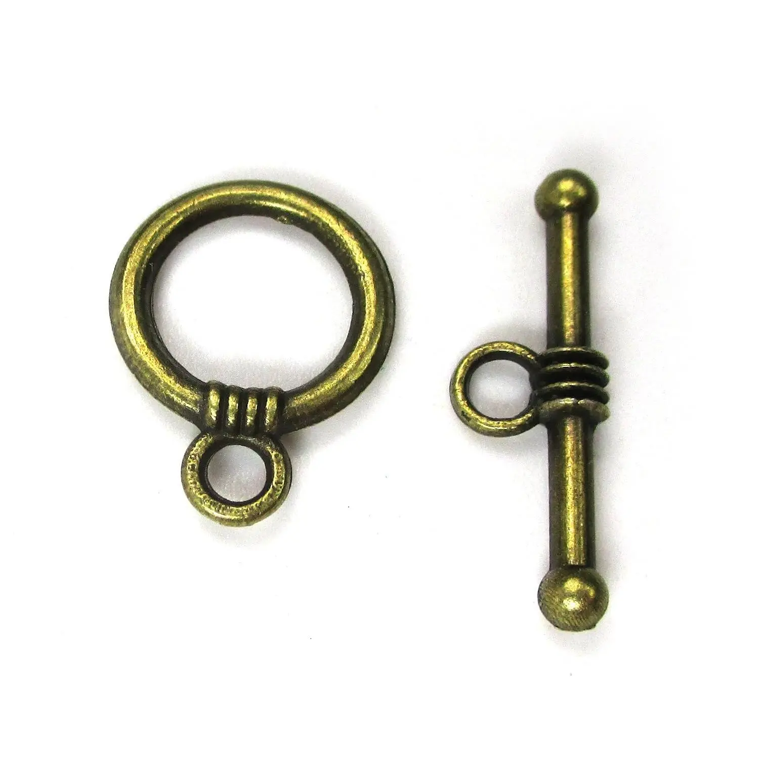 New 10Sets Toggle Clasps For DIY Jewelry Making (10MM Round Antique Bronze)