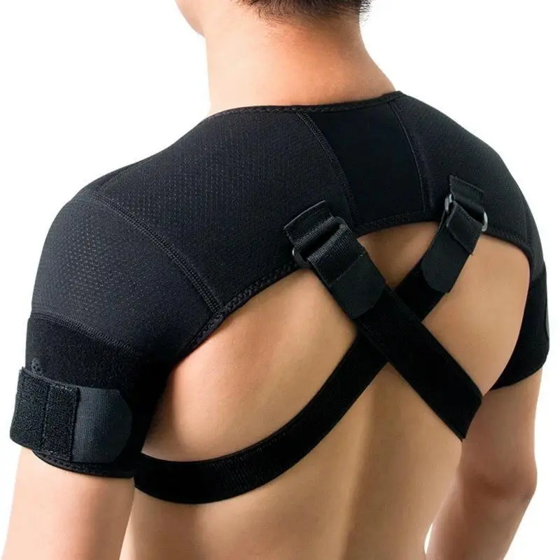 Adjustable Shoulder Back Support Brace for Adults - Gym Weightlifting Use, Comfortable Breathable, Dual-Strap Cross Back Design