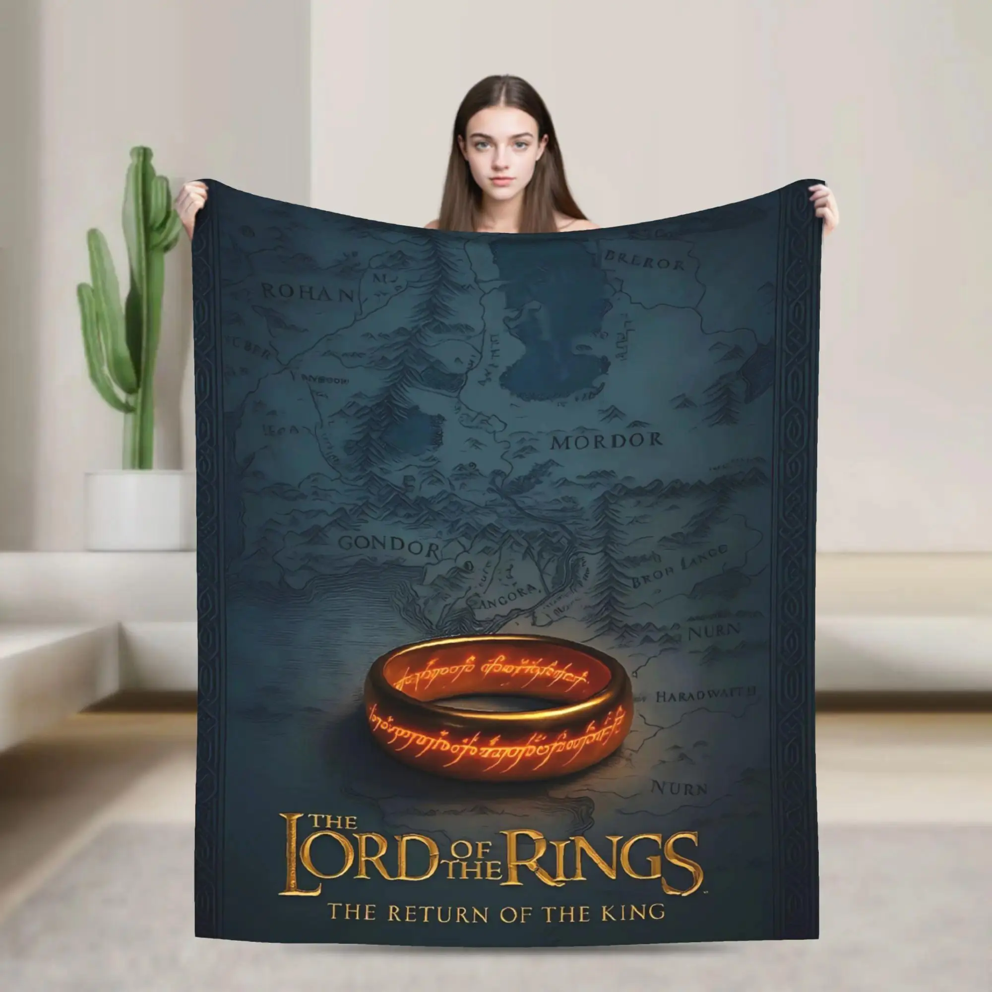 Lord Of The Rings Hobbit Flannel Throw Blanket Soft Warm Cozy Fantasy Fan Gift