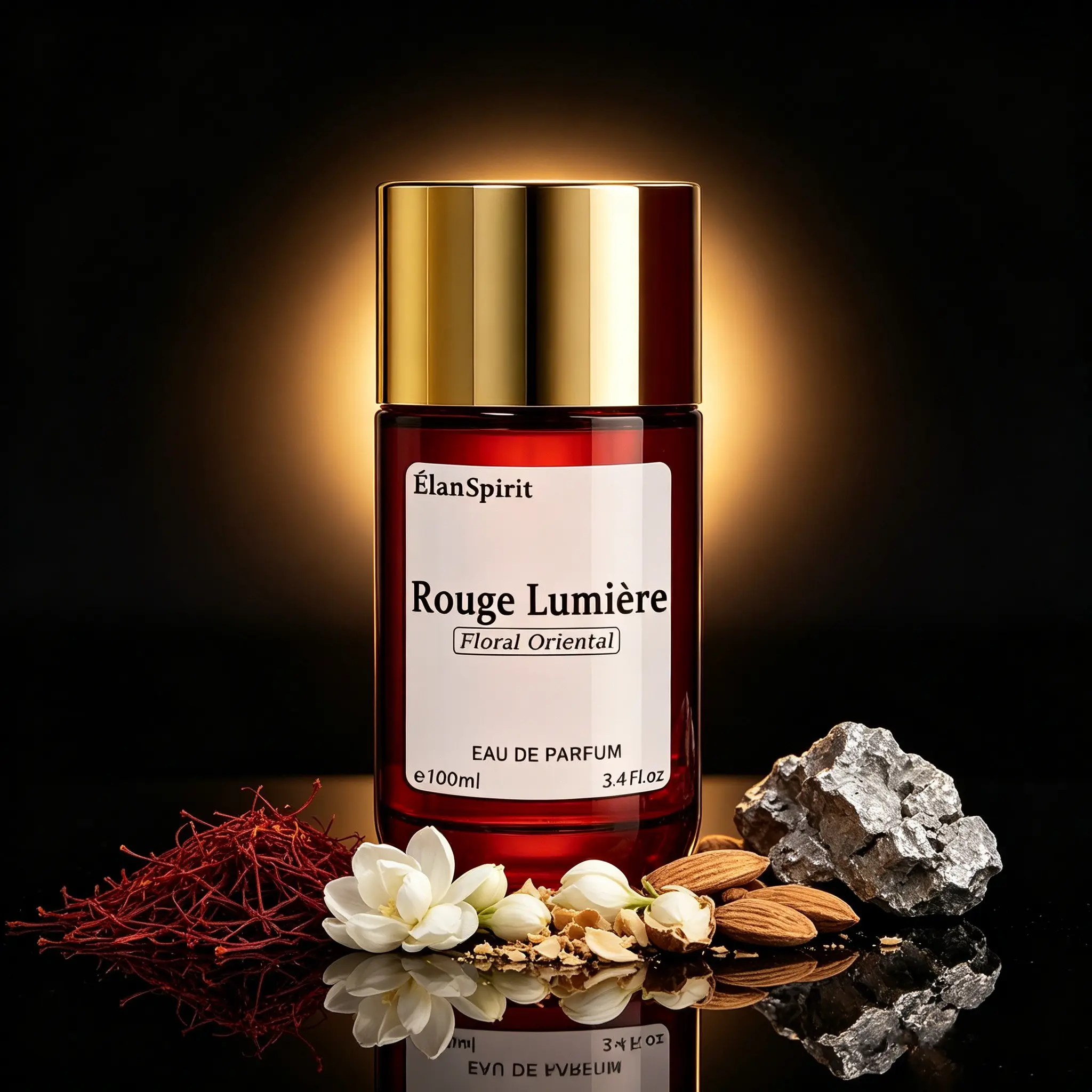 Saffron Jasmine Fragrance Unisex Eau de Parfum 100ml – Rouge Lumière, A Long-Lasting Enchanting Fragrance Aromatic Luxurious Scent Floral Oriental Amber Perfume, Addictive Saffron Jasmine Scent