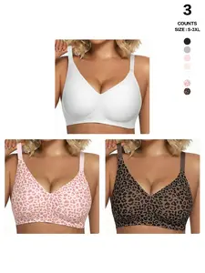 Jelly Bra Set Without Underwire, Seamless Push-Up Bras, Leopard Print & Solid Colors, Comfortable Everyday Lingerie, All-Season Wear