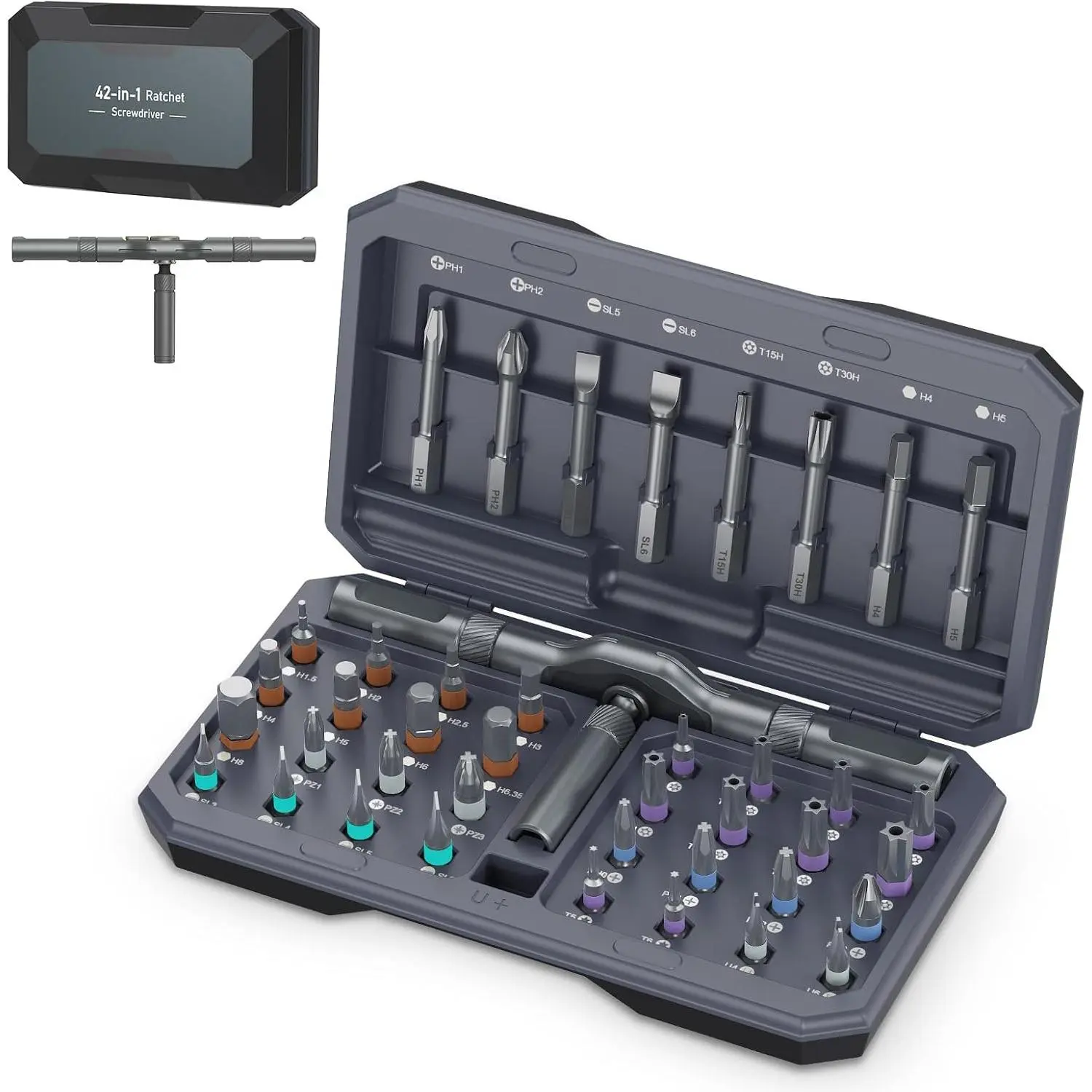 Upgraded 42 in 1   Set,  DIY Ratchet  Set, Multi Bit  Drive with 40 count  Bits, Portable Repair Tool Kit for Valentine's Day Gifts ,  Repairs