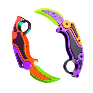 Fidget Gravity Karambit Knife Toy 2 Pack, 3D Cool Stuff Flip Fake Knife Toy for Anxiety and Stress Relief