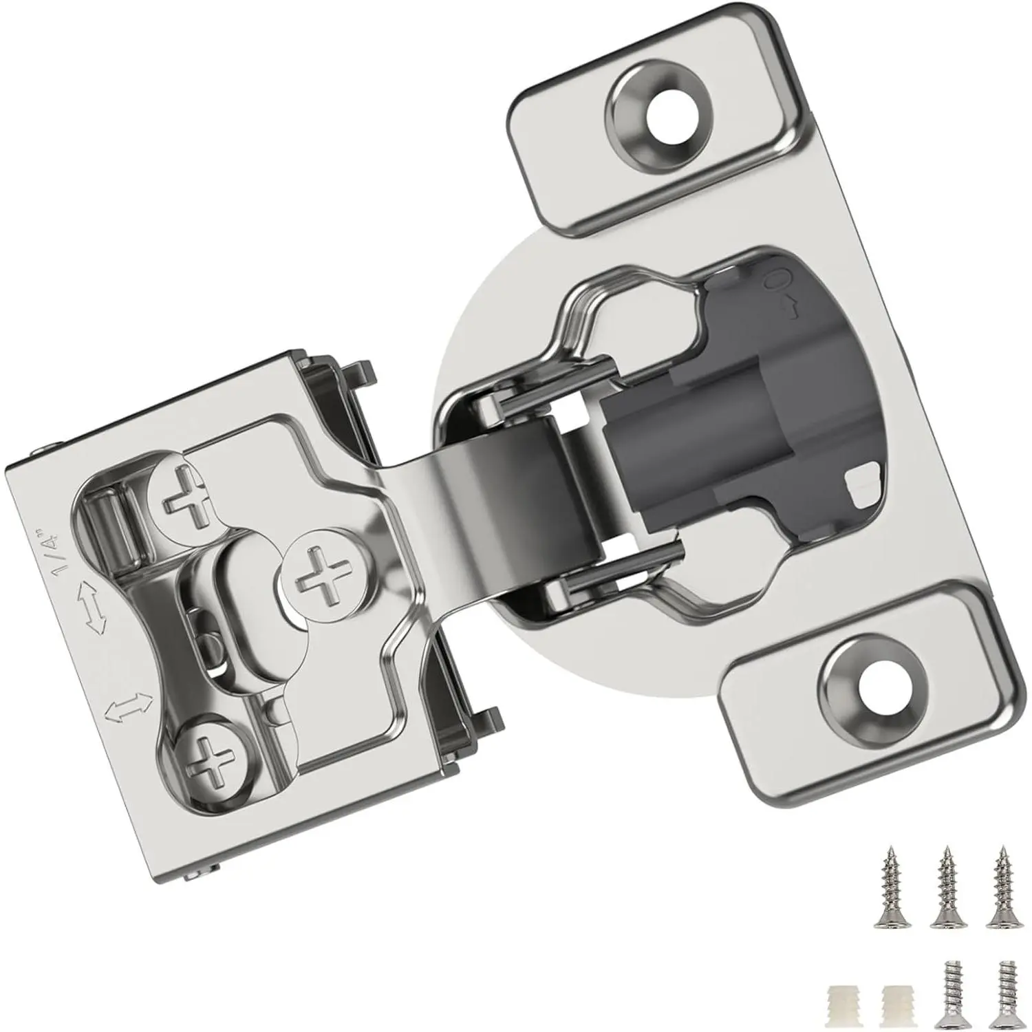 2 Pieces 1/4" Small Overlay Concealed Face Frame Cabinet Hinges, 105° Open Angle, 4-Level Soft Close, Screw-On Compact Hinge for Face Frame Doors with Soft Close On/Off Switch, Self ClosingGift