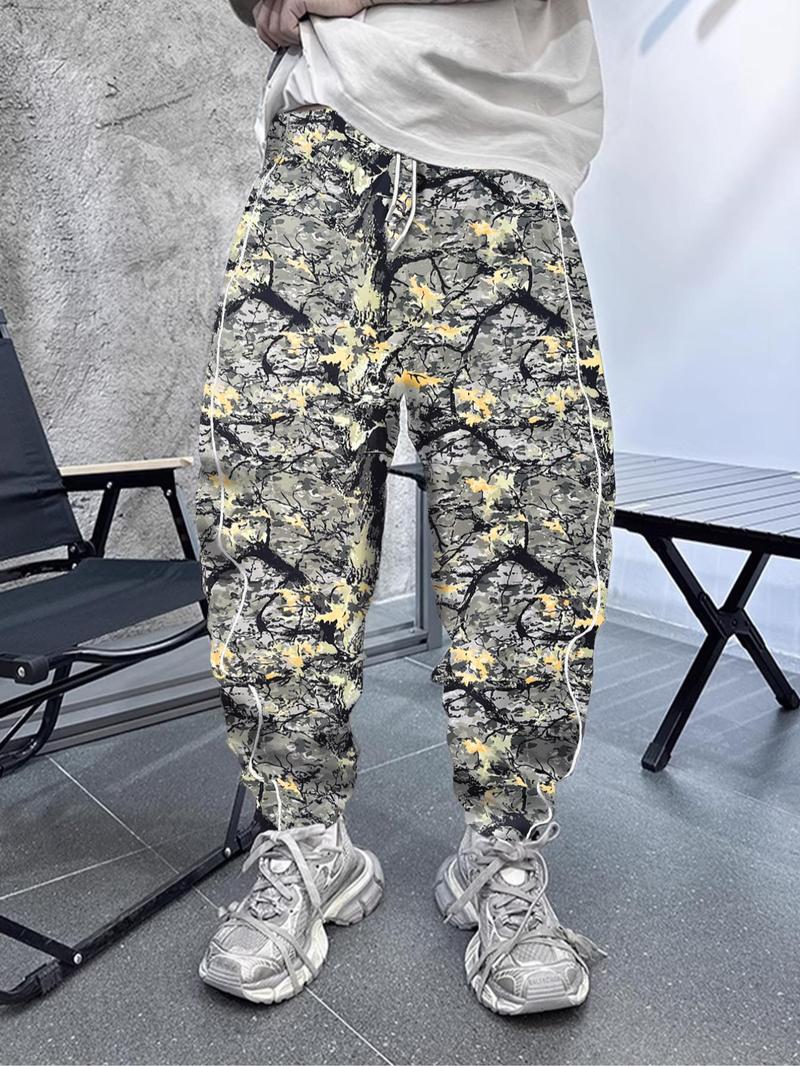 Men's All Over Print Camouflage Pants, Casual Comfy Loose Trousers for Spring & Fall, Fashion Men's Bottoms for Daily Wear
