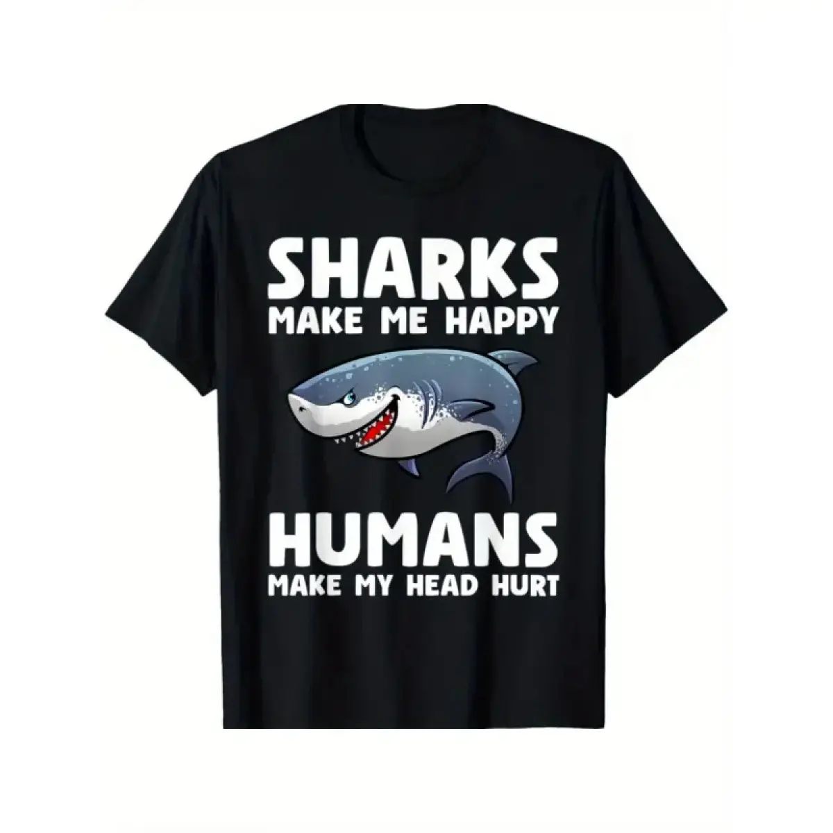 Men' & Women' Shark Lover Gift - Shark Teeth & Fin Graphic T-Shirt |      Machine Washable Shark Apparel for Year-Round Wear