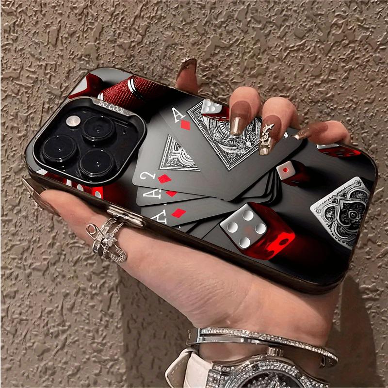 Ultra-Thin Shockproof TPU Poker Phone Case for iPhone 7, 8 Plus, X, XR, XS MAX, 11, 12 Pro, 13, 14, 15 Plus, 16 Pro Max Veneer Hard Cover