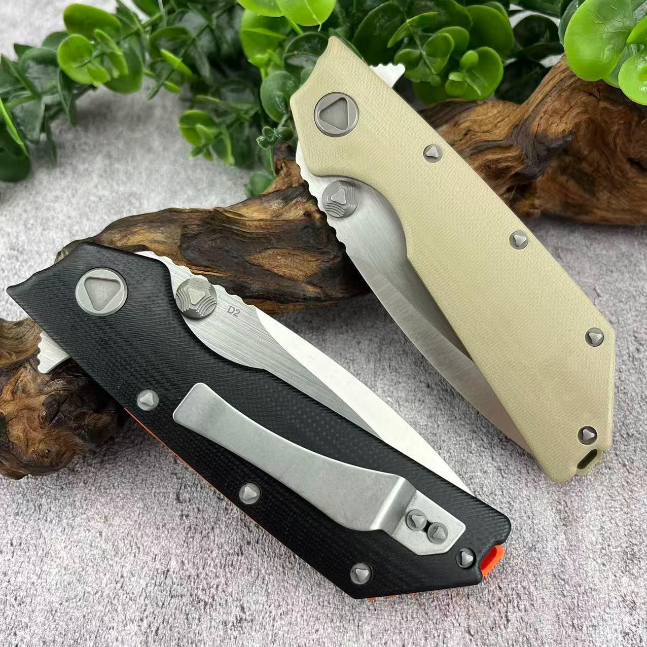 D.OC Manual Flipper Folding Knife, High Hardness D2 Steel, G10 Handle, Multi-functional Camping Hiking Knives for Outdoor Exploration, Everyday Carry Tool, Durable and Portable for Outdoor Activities