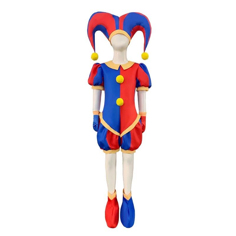 The Amazing Digital Circus Pomni Cosplay Costume Uniform Jumpsuit Hat Bodysuit Human for Adult Kids Costume Cartoon Cos