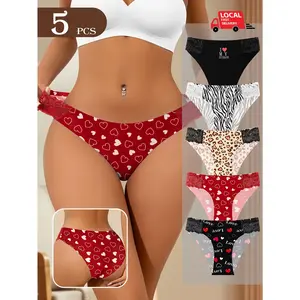 QUASTI 5/10 Pack Summer Cooling Lace Panties with Vibrant Graffiti Patterns & Elegant Double-Sided Lace Details, Minimalist Style for Vacation & Daily Wear, S–XXL summerwins