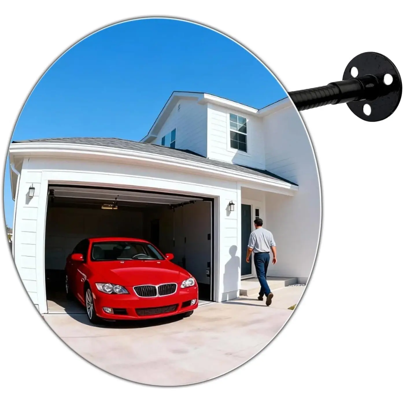 15.6 in Round Convex Mirror, Lightweight Frameless Acrylic Wide-Angle Security Mirror for Garage Blind Spots & Retail Display, 180° Adjustable, Light, Minimalist, Decorative, Mount, Bedroom