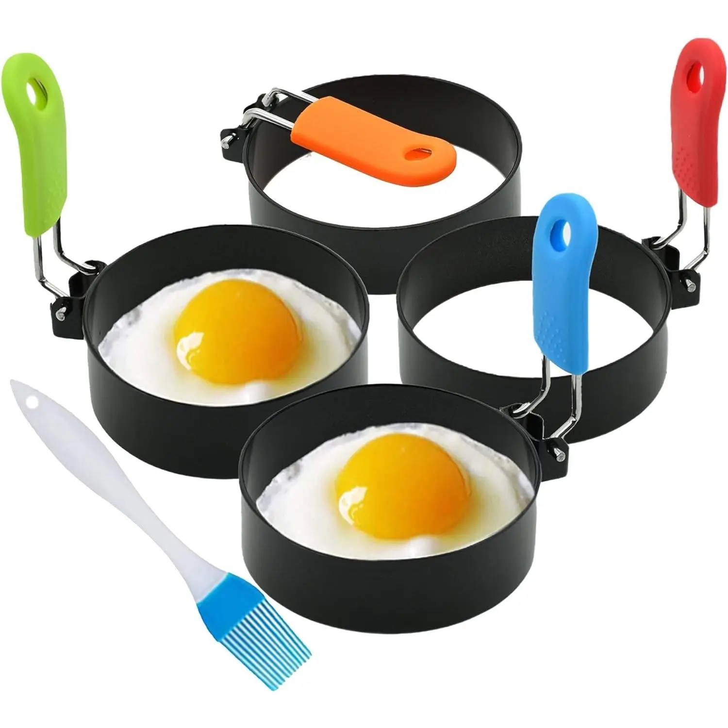 Set of 4 Egg Rings for Egg Muffins, Round Egg Molds for Frying, Pancake Deep Egg Ring Bread Shaper Mold for Shaping Cooking Eggs