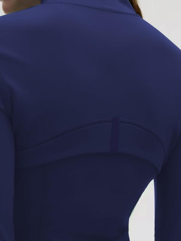 Yoga jacket for women, spring stand up collar, gold zipper, slim fit, casual long sleeved outdoor fitness suit top