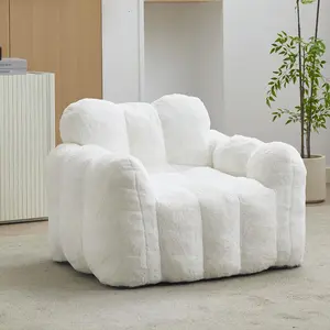 Lotus type compression sofa Adult bean bag sofa with pull ring can be easily moved without installation Suitable for various environments such as living room, bedroom, etc. Relax and enjoy life,white