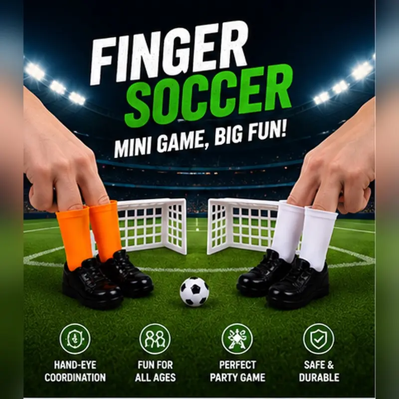 Finger Soccer Game Toy Set, Mini Goals, Finger Shoes & Ball, Tabletop Football for Kids Ages 3+, Hand-Eye Coordination, Family Game Night, Travel Friendly, Birthday Gift