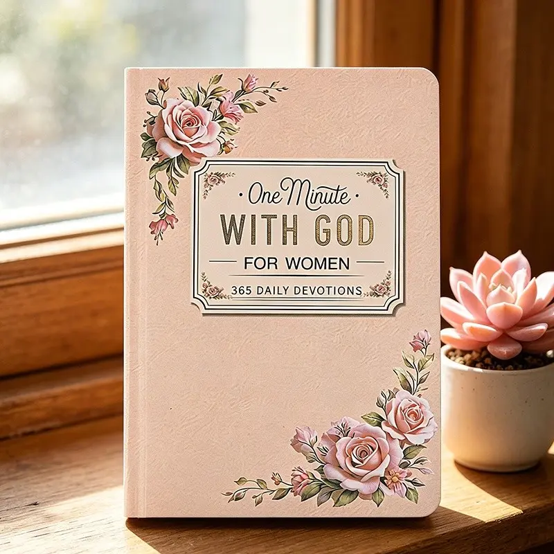 Women's Daily Devotional Notebook, 365 Days with God, Rose Cover, Hardcover Prayer Journal, Inspirational Writing Pad