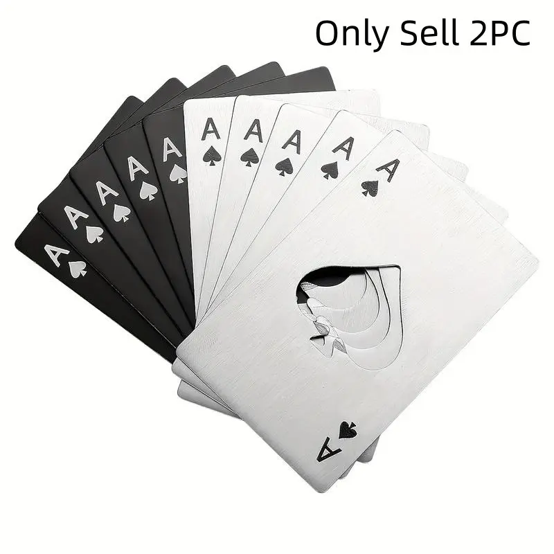 2-Pack Stainless Steel Playing Card Bottle Opener Set Creative Unique Design, Durable Easy Use Bar Accessory for Wedding Party Gift, Must Have Tool for Unique Bar Restaurant Hotel