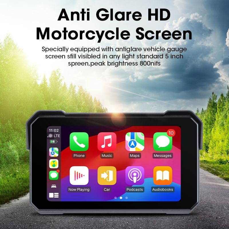 Motorcycle Screen for Wireless CarPlay/Android Auto/Mirror Link, 5 Inch IP67 Waterproof Touchscreen with Adjustable Mount, Auto-Dimming HD Display for Motorcycles, Motorcycle Accessories Motorcycle Screen for Wireless CarPlay/Android Auto/Mirror Link, 5 Inch IP67 Waterproof Touchscreen with Adjustable Mount, Auto-Dimming HD Display for Motorcycles, Motorcycle Accessories