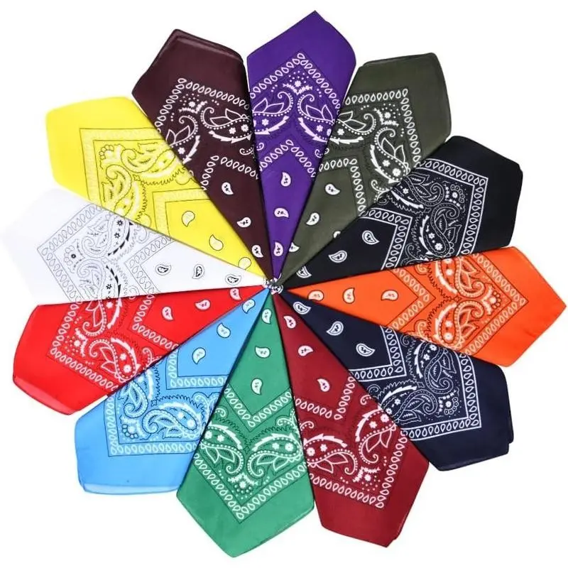 Cowboy Bandanas Paisley Print Head Wrap Headbands Stylish Square Head Scarf for Men and Women (1/3/12 Pack)