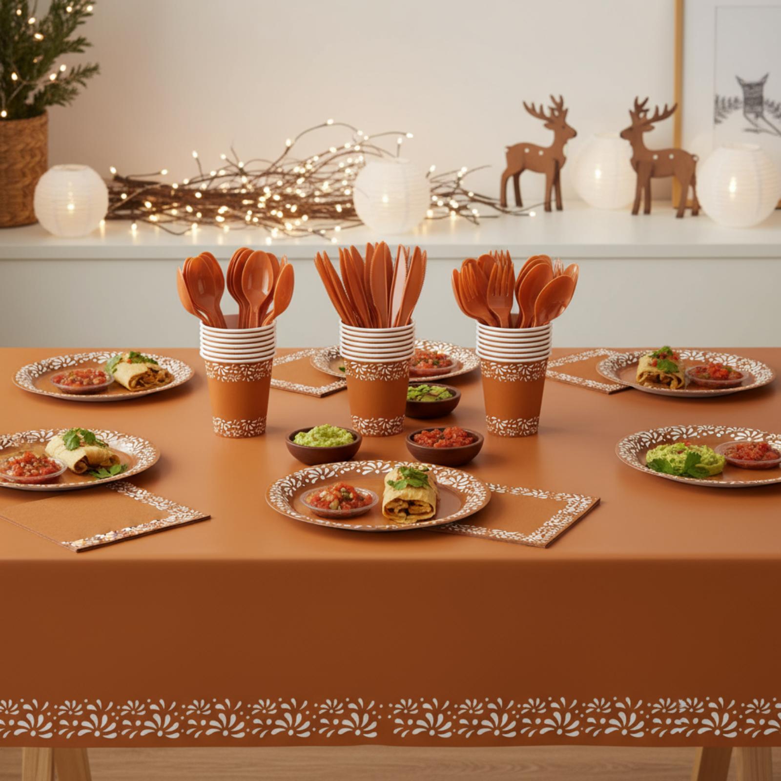 177 Pcs Mexican Tableware Set  Party Decorations with Plates Cups Napkins Tablecloth for Cinco de Mayo Taco Tuesday Fiesta Birthday Baby Shower