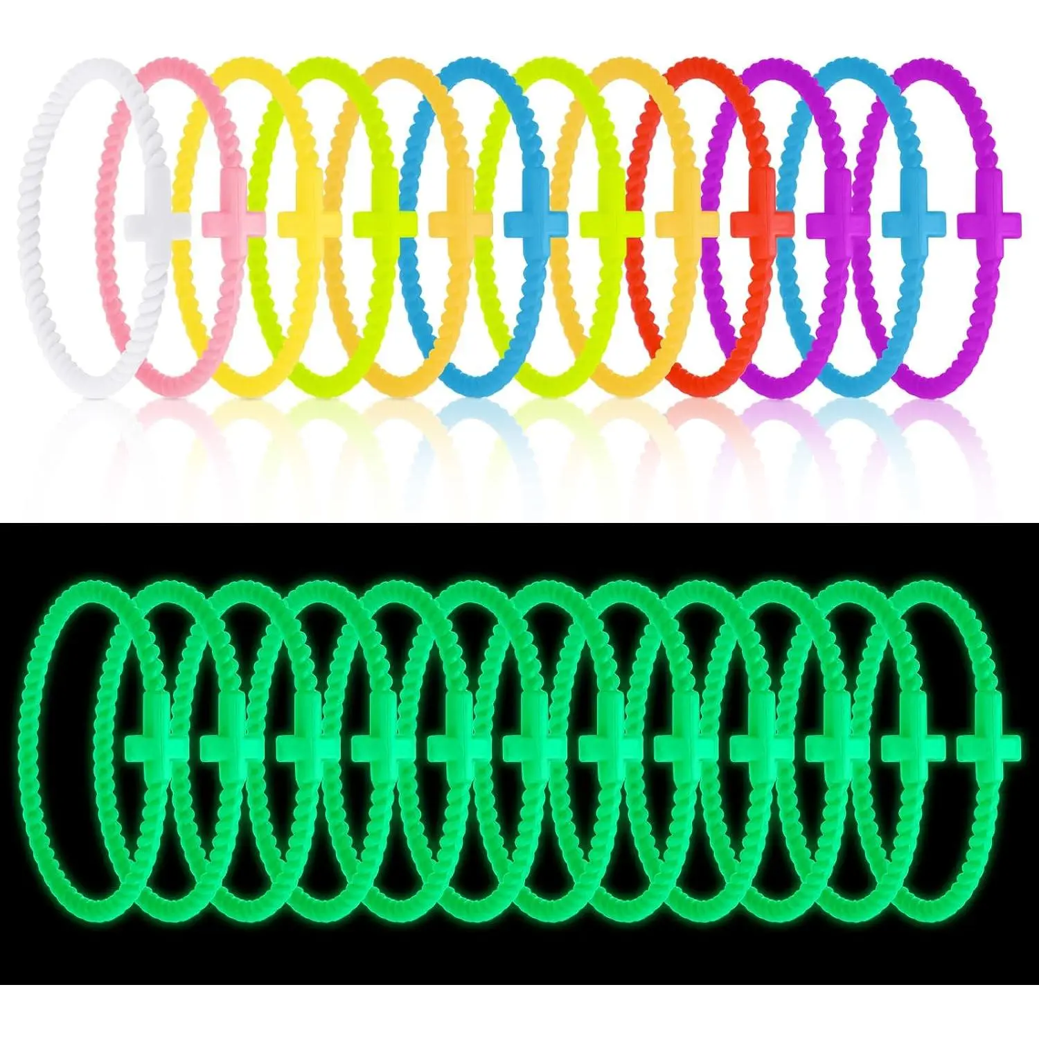 24/60 Pcs  Bracelets   Bracelet Braided Stackable Rubber Wristband    for Women Men