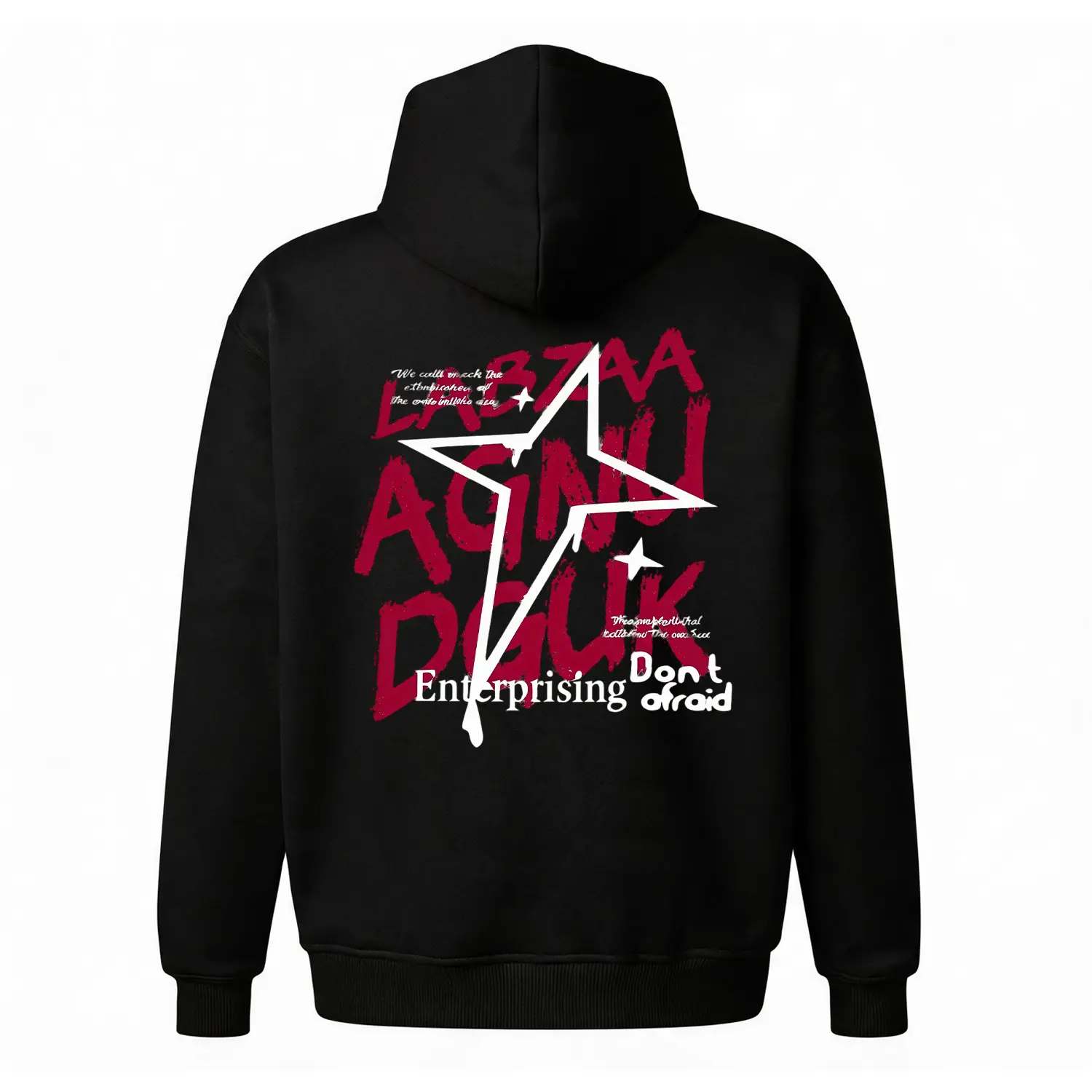 Graffiti Star Graphic Hoodie |   Street Art Back Print Sweatshirt |   Enterprising Slogan Pullover |   Oversized Unisex Fleece Top |   Edgy Urban Hoodie for Men & Women