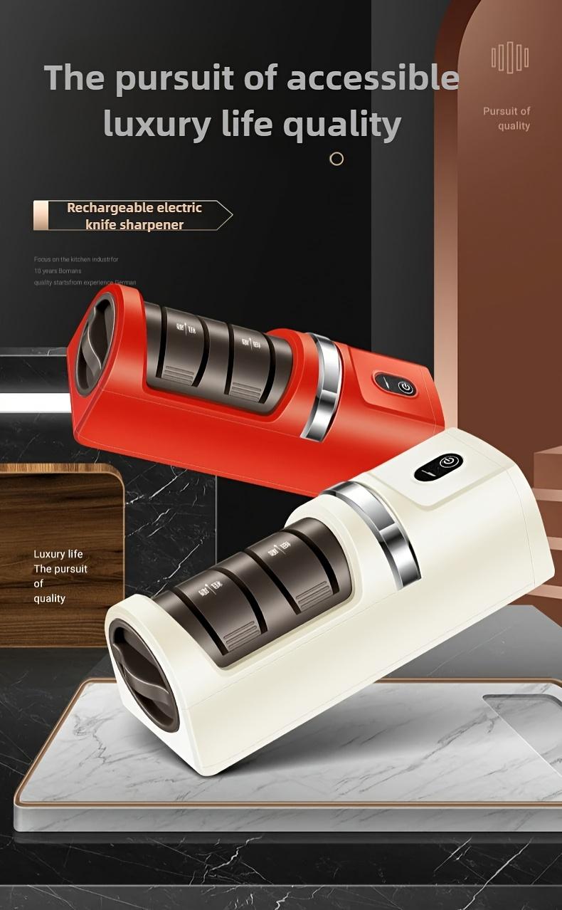 Professional USB Electric Knife Sharpener, Portable and Efficient, Battery Powered, Fine Sanding Grain, USB Charging, Durable Abs Material