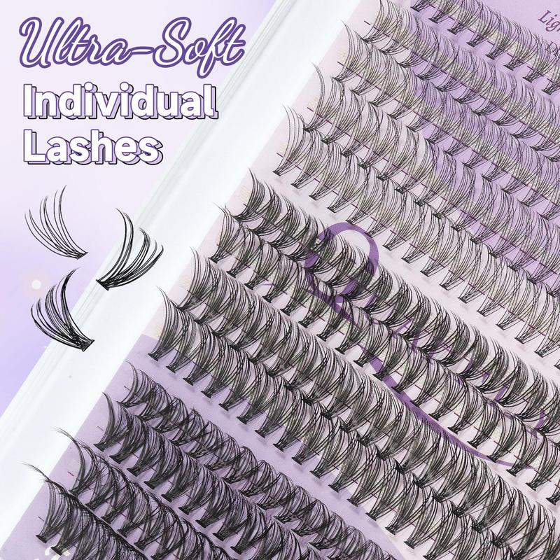 Individual False Eyelashes with Tools, 1 Set Mixed Length & Style Natural Look Eyelash Extensions, Self Grafting Curl Eyelashes, Eye Makeup Enhancement, Diy Volume Eyelashes
