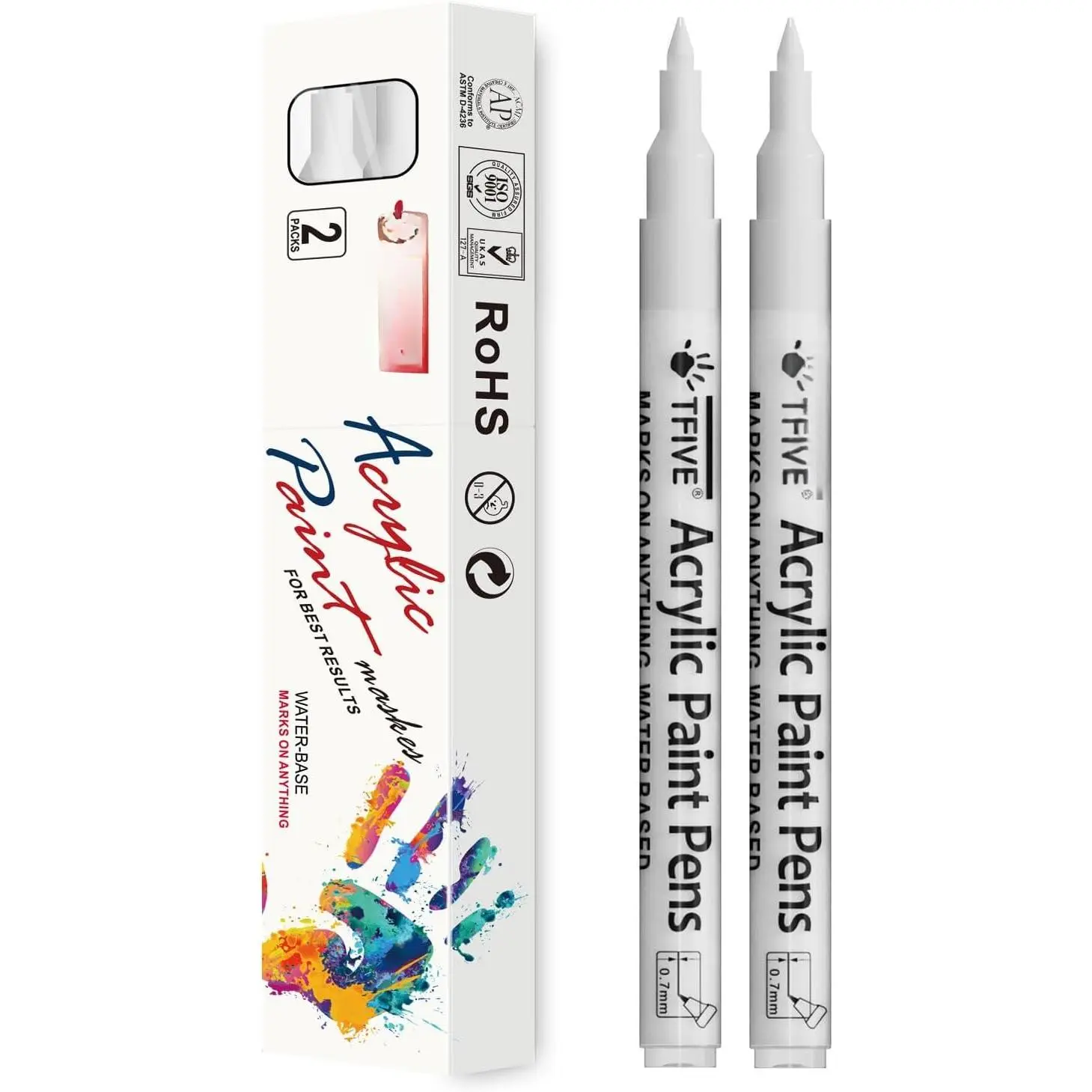 White  Markers  Pens, 2 Pack  Permanent Marker | 0.7mm Extra Fine Tip, , Quick Dry, Water Based Marker Pen for Rock, Ceramic, Glass, , Plastic, Metal, Canvas