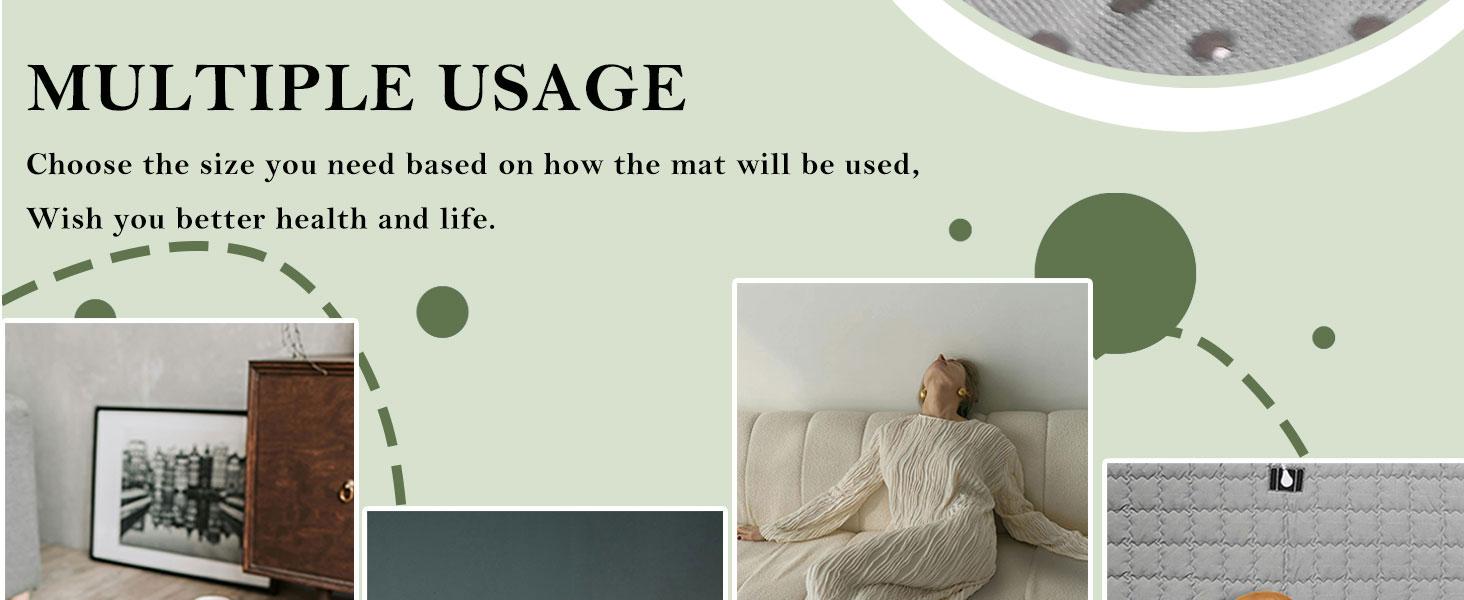 Grounding Mat Cotton Bed Pad Silver Fiber Quilted Grounded Play Mat 34.2x50 in Earth Connected Cloud Bedding with Cord