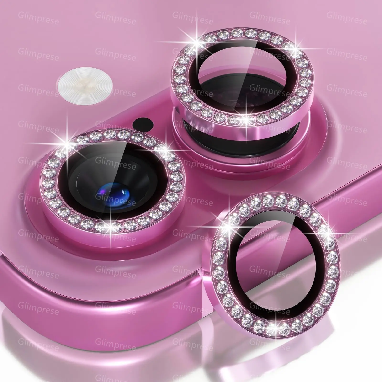 Camera Lens Protector Bling Compatible for iPhone 16 17 /iPhone 16 Plus 17 Plus Camera Lens Protector, Glimprese 9H Tempered Glass Camera Cover Screen Protector Metal Ring Decoration Accessories