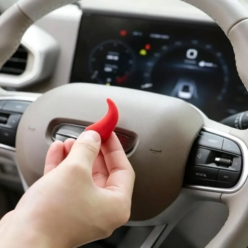 2Pcs Car Mini Steering Wheel Devil Horn Decorative Stickers, Cute Creative 3D Devil Horn Ornaments, Universal Dashboard & Air Vent Car Decor, Random Colors Fun Vehicle Interior Accessories