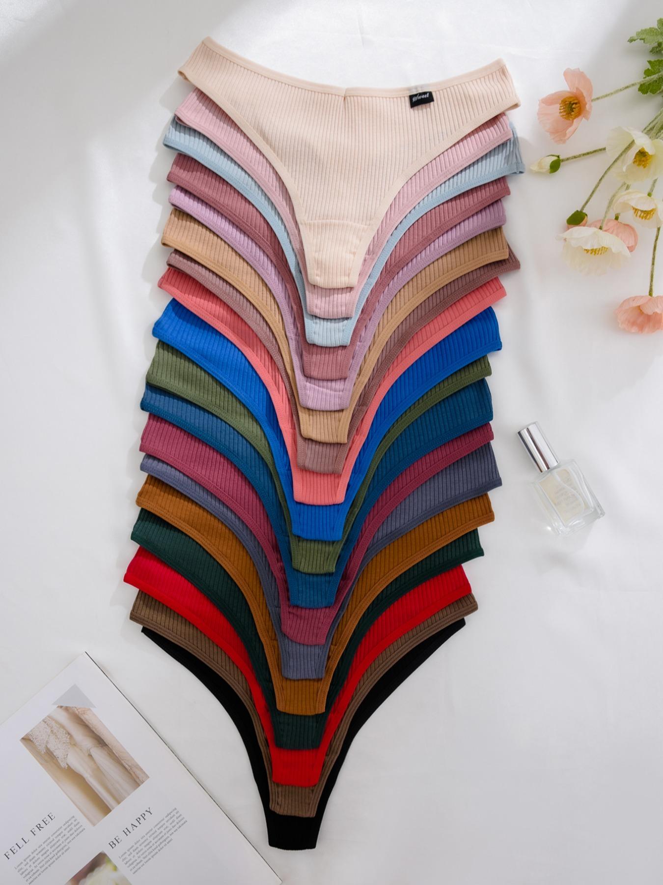 Women's Solid Color Thong, Soft Comfy Breathable Panty Casual Style Underwear for Daily Wear, Women's Underwear for All Seasons